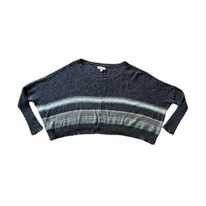 Decree Grey Boxy Striped Knit Sweater - Size XL